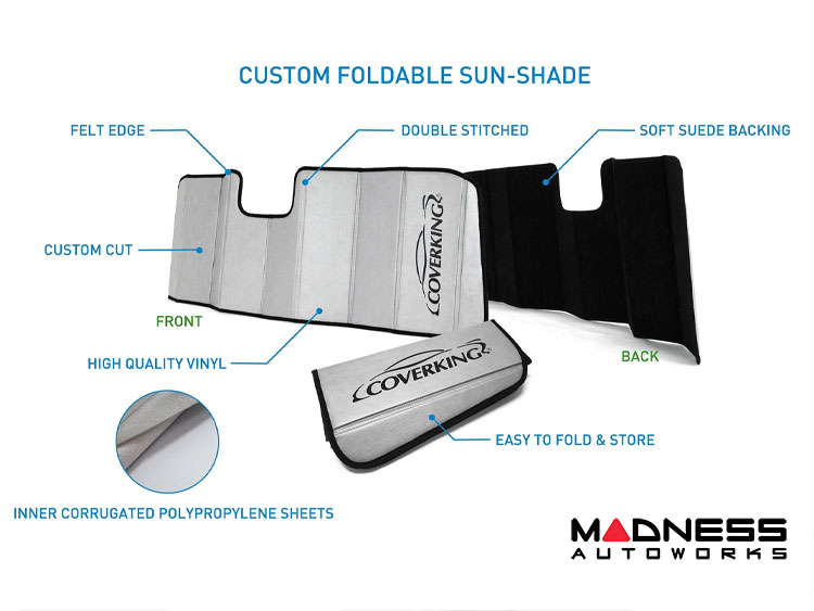 Volkswagen ID. Buzz Sun Shade - Custom Foldable Sun-Shade - w/ Opening For Charger Light Monitor